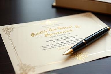 Close-up of a professional financial certificate
