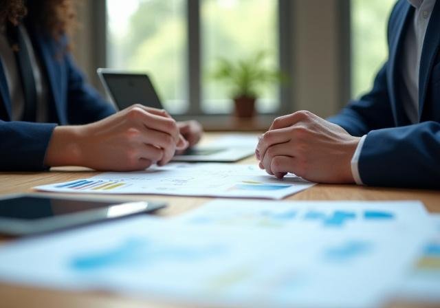 Financial professionals in a strategic meeting in Delhi